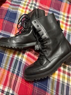 Massimo Dutti Black Rugged Sole Boots